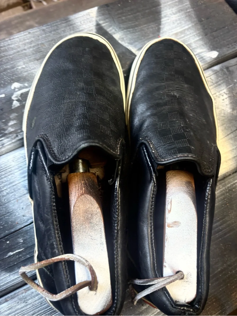 Vans Black Checker Slip-On Loafers